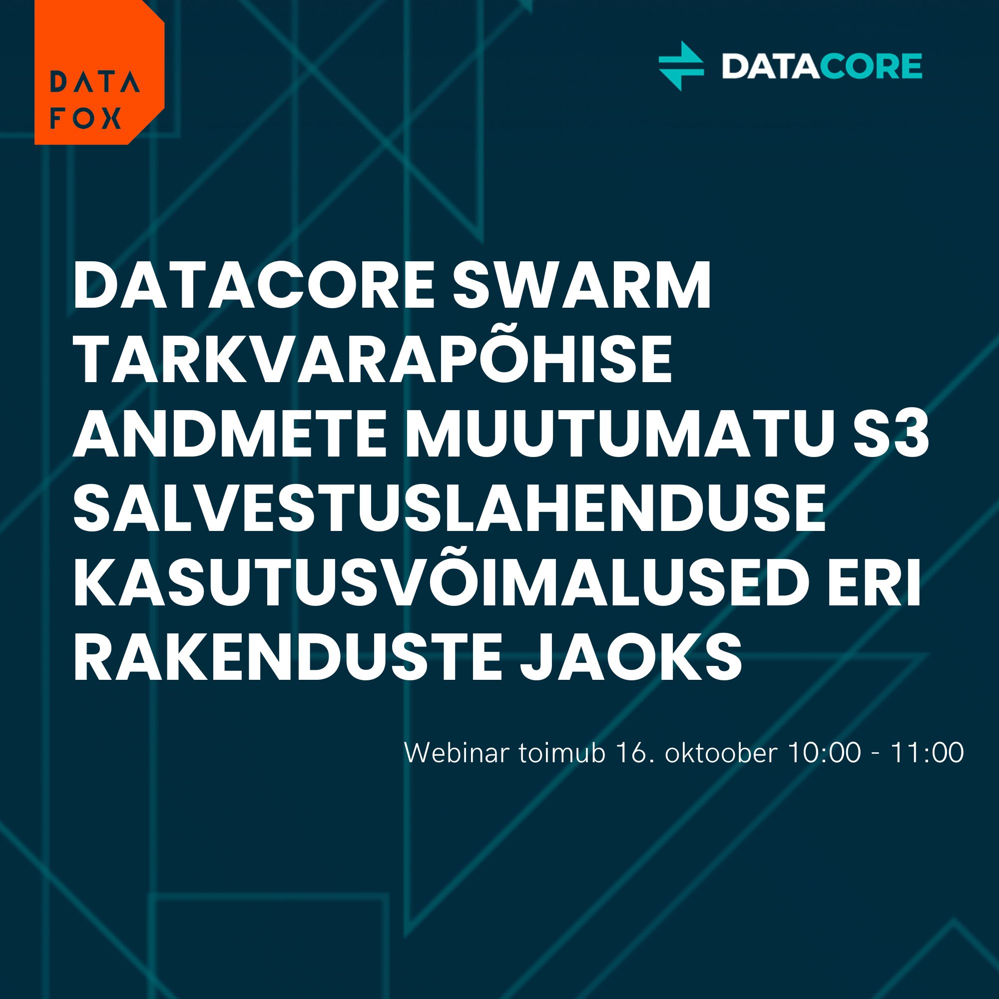 Webinar: DataCore Swarm tarkvarapõhise andmete muutumatu S3 salvestuslahenduse kasutusvõimalused eri rakenduste jaoks