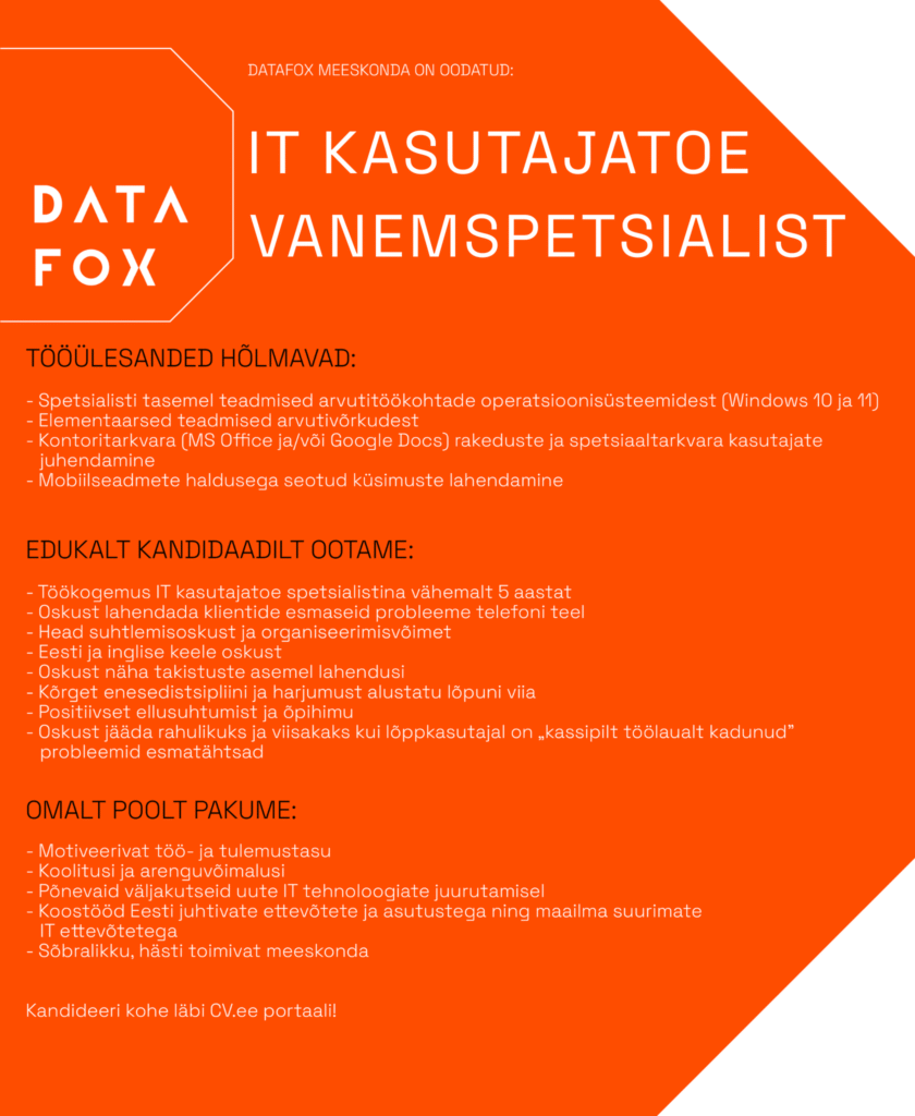 kasutajatoe vanemspetsialist