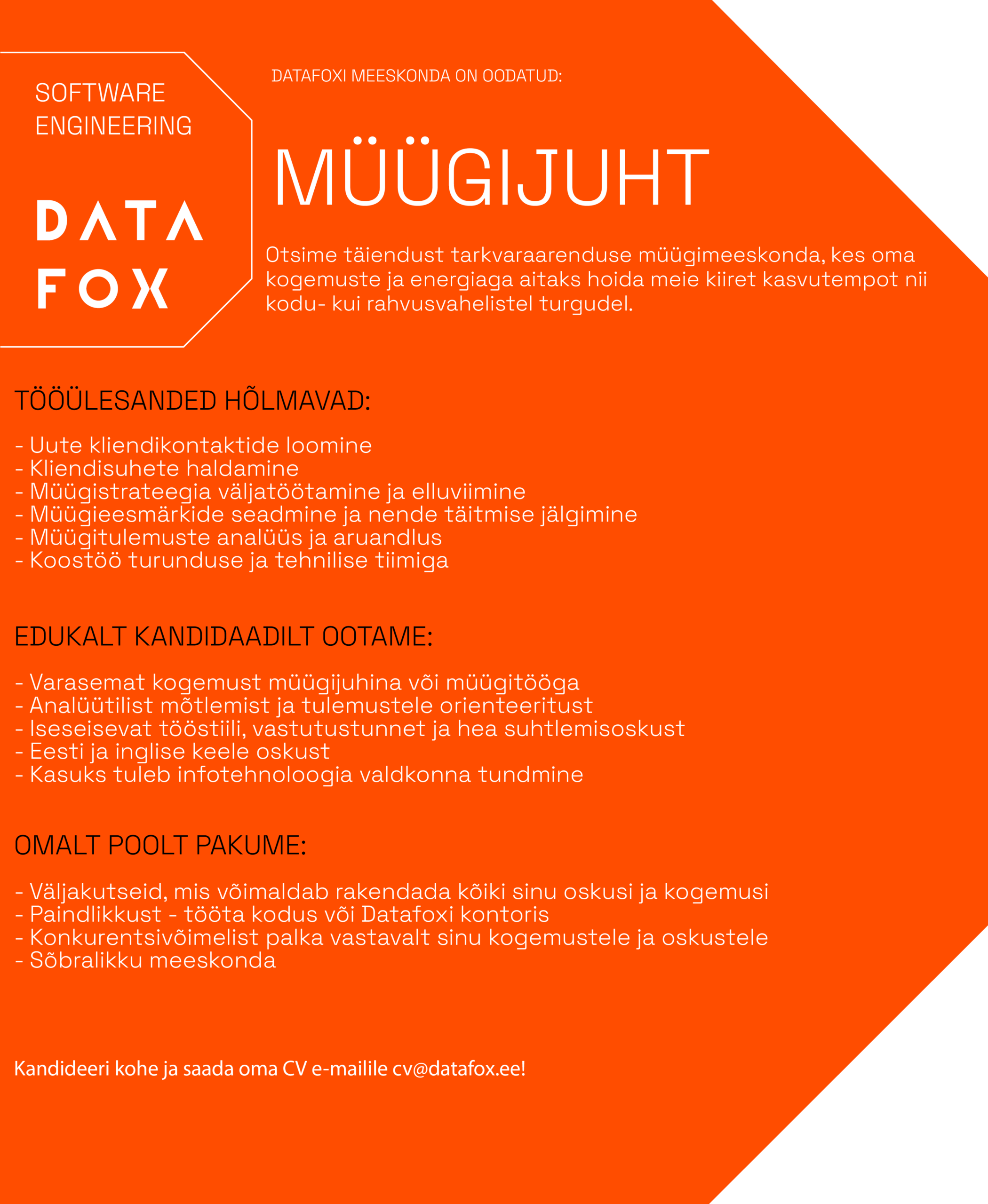 Otsime oma meeskonda: MÜÜGIJUHT