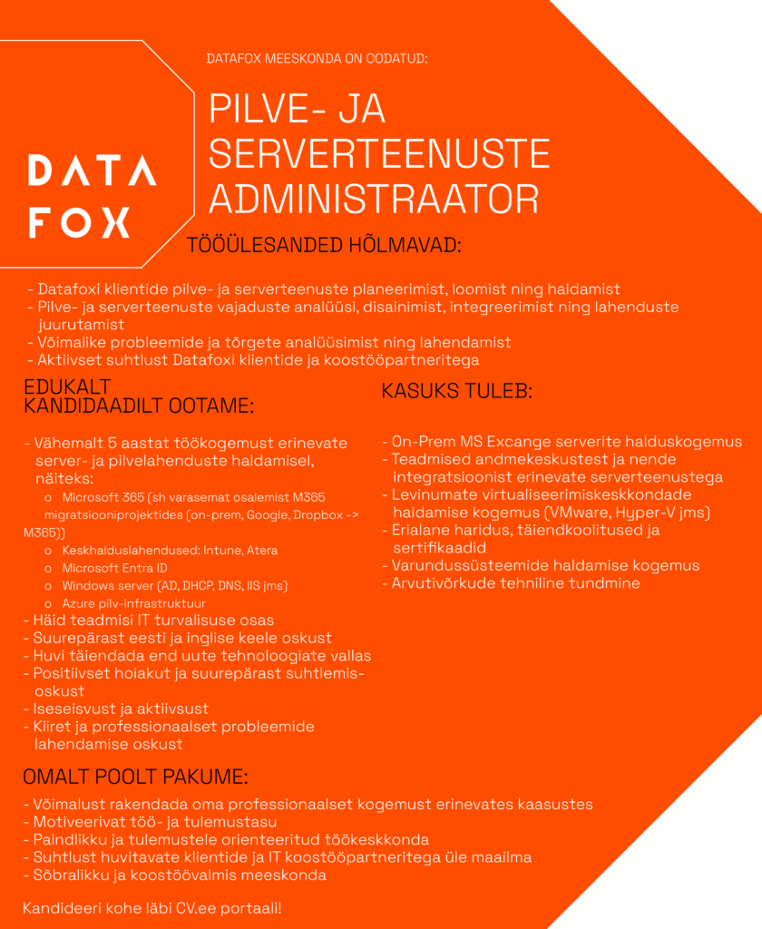 pilve- ja serverteenuste administraator