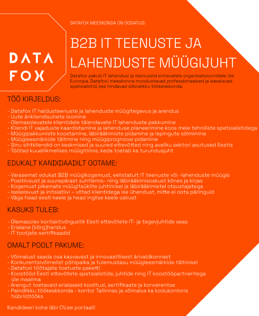 B2B it teenuste ja lahenduste müügijuht